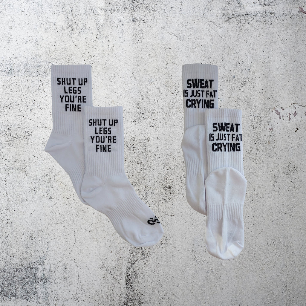 DOUBLE PACK SHUT UP LEGS YOU'RE FINE + SWEAT IS JUST FAT CRYING