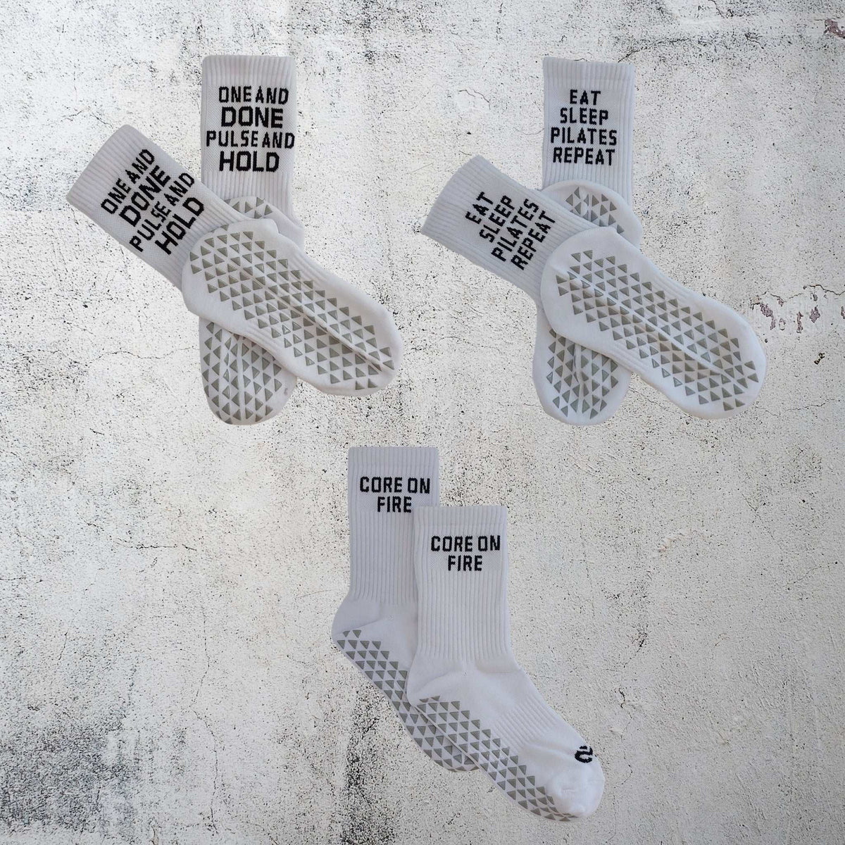 Triple pack women's grip socks for yoga and Pilates with non-slip soles