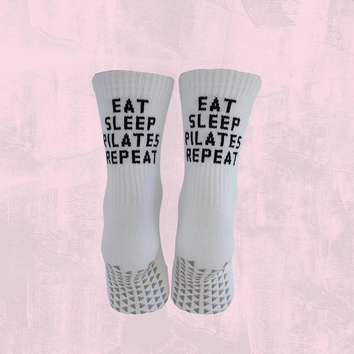 EAT SLEEP PILATES REPEAT Pilates grip socks with non-slip sole for stability and performance